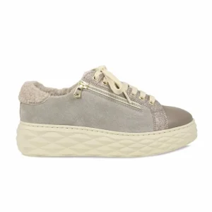 Sole Bliss Petra Fur: Taupe Leather & Suede^ Flats | Sneakers