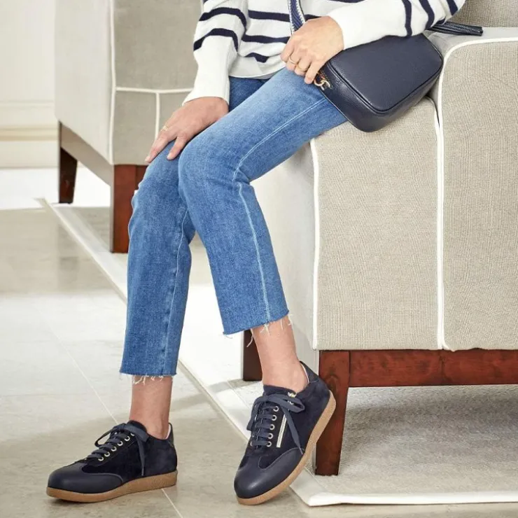 Sole Bliss Pixie: Navy Leather & Suede^ Flats | Sneakers