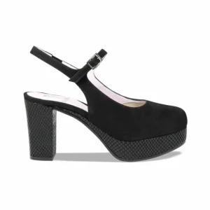 Sole Bliss Randi: Black Suede & Snake Print Leather^ Heels