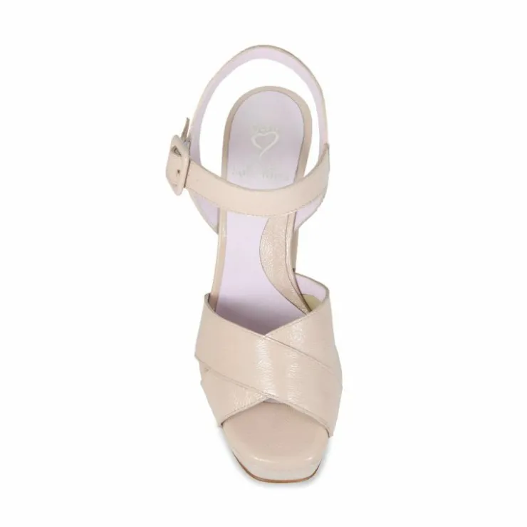 Sole Bliss Remy: Sand Patent Leather^ Heels | Sandals