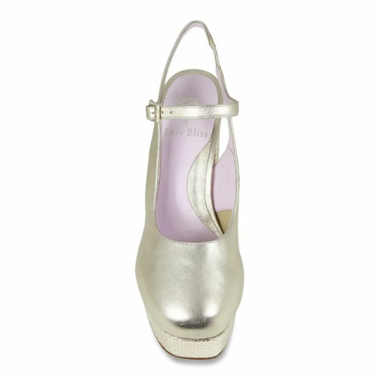 Sole Bliss Rita: Gold Leather & Snake Print Leather^ Heels
