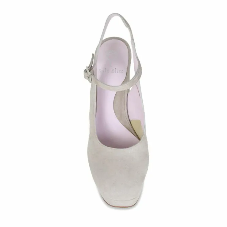 Sole Bliss Rita: Pale Taupe Suede^ Heels