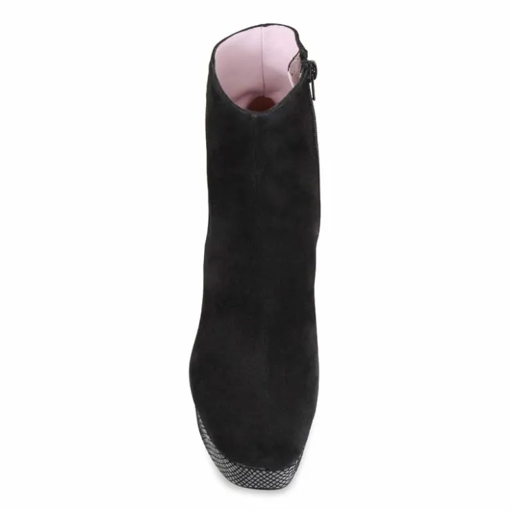 Sole Bliss Ronda: Black Suede & Snake Print Leather^ Heels | Boots