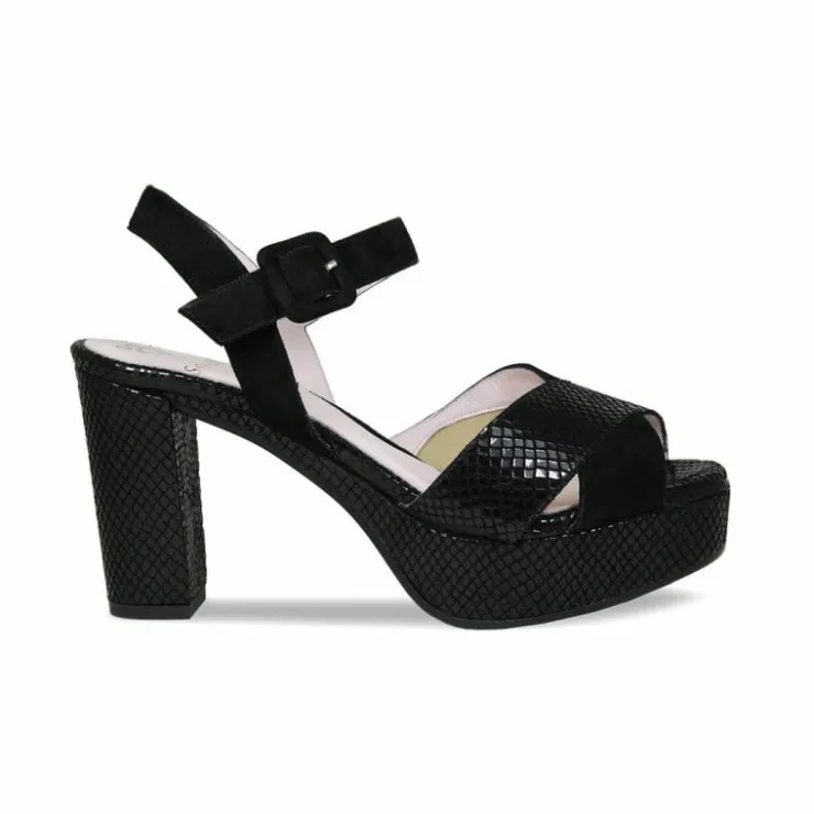 Sole Bliss Ruby: Black Suede & Snake Print Leather^ Heels | Sandals