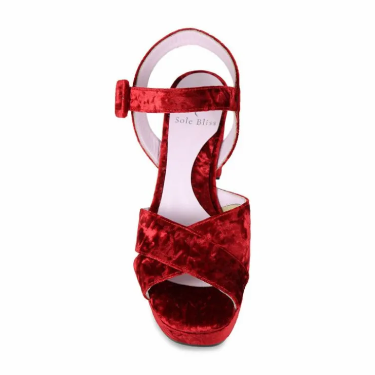 Sole Bliss Ruby: Cherry Red Velvet^ Heels