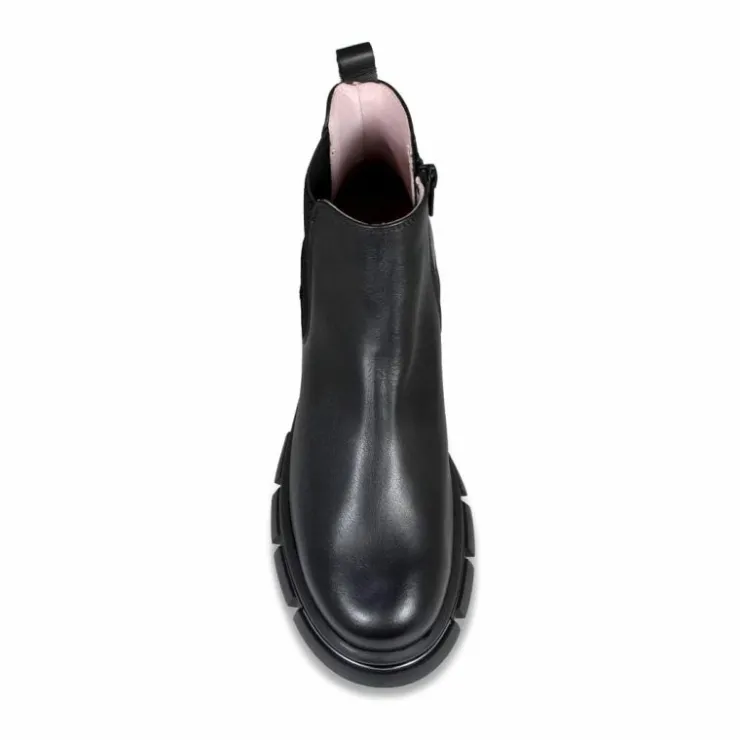 Sole Bliss Runway: Black Leather & Gunmetal^ Boots