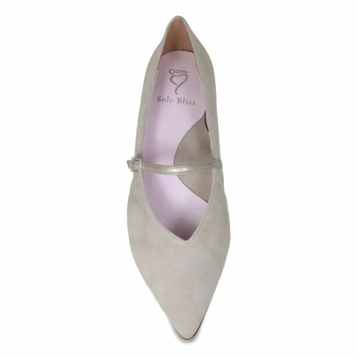 Sole Bliss Savannah: Pale Taupe Suede & Patent^ Flats