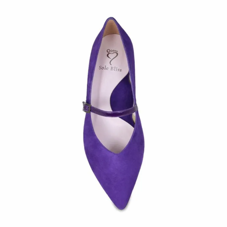Sole Bliss Savannah: Purple Suede & Patent^ Flats