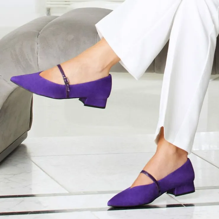 Sole Bliss Savannah: Purple Suede & Patent^ Flats