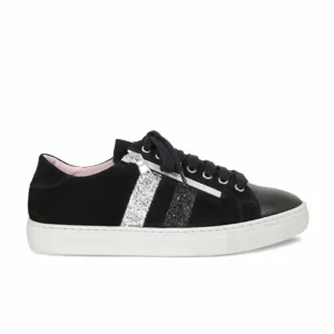 Sole Bliss Sprint: Black Leather & Suede^ Flats | Sneakers