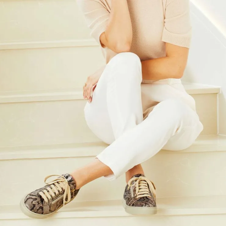 Sole Bliss Sprint: Metallic Snake Print Leather^ Flats | Sneakers