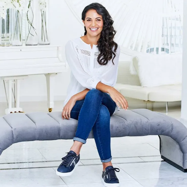 Sole Bliss Sprint: Navy Leather & Silver^ Flats | Sneakers