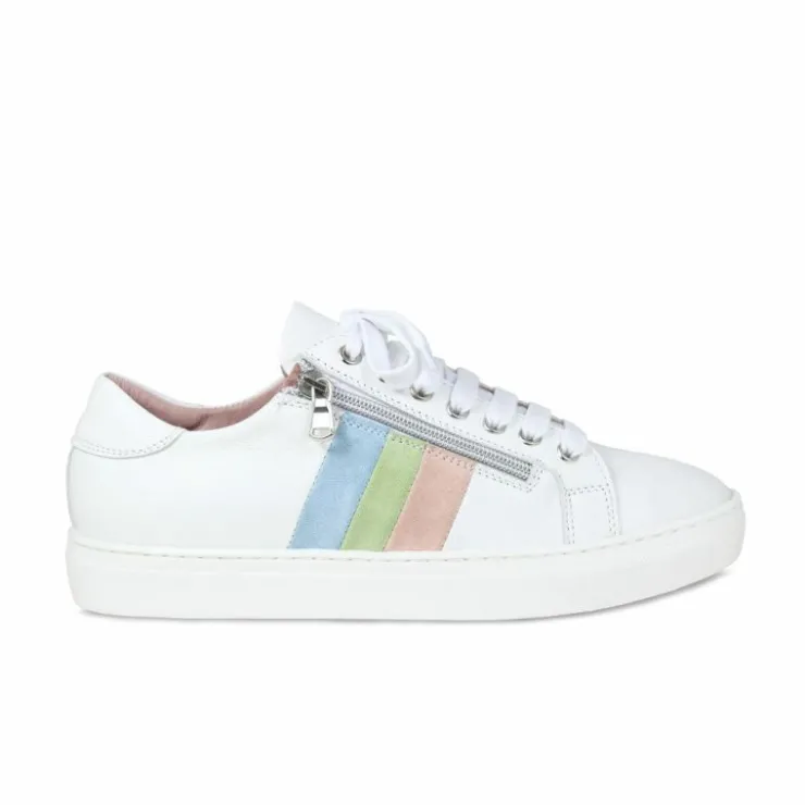 Sole Bliss Sprint: White Leather & Multi Pastel^ Flats | Sneakers