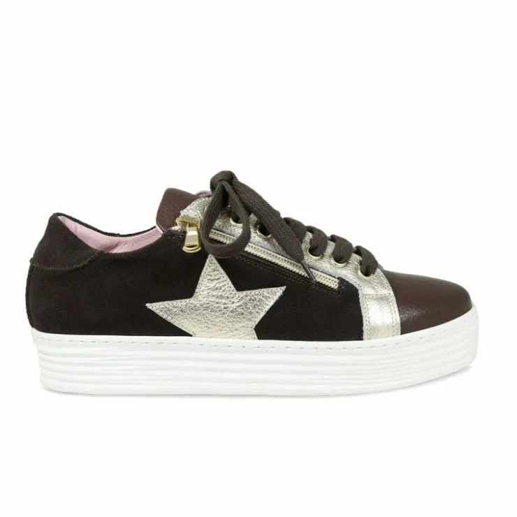 Sole Bliss Star: Chocolate Brown Leather & Suede^ Flats | Sneakers