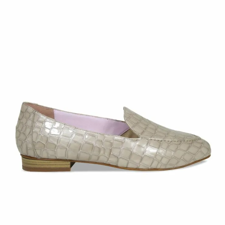 Sole Bliss Tabitha: Taupe Croc Patent Leather^ Flats | Loafers