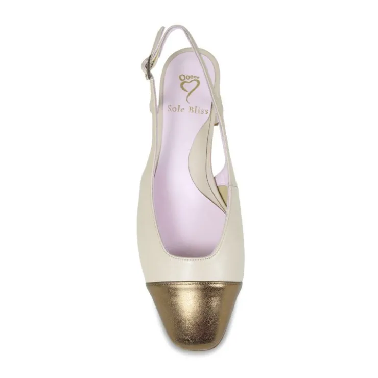 Sole Bliss Venus: Cream & Bronze Leather^ Heels