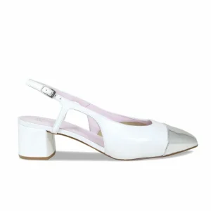 Sole Bliss Venus: White & Silver Leather^ Heels