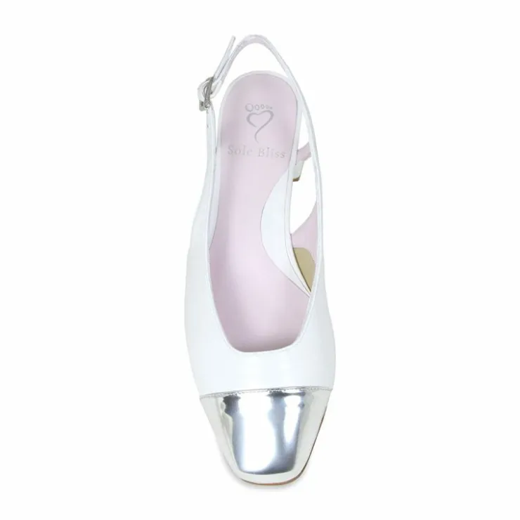 Sole Bliss Venus: White & Silver Leather^ Heels