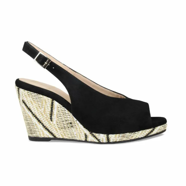 Sole Bliss Whitney: Black Suede^ Sandals | Wedges