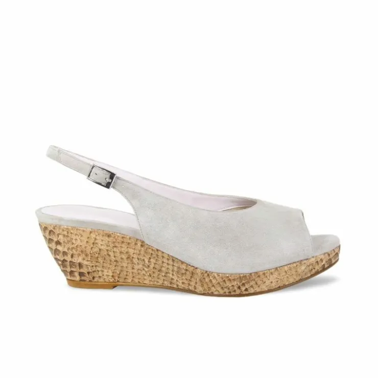 Sole Bliss Zena: Pale Taupe Suede^ Sandals | Wedges